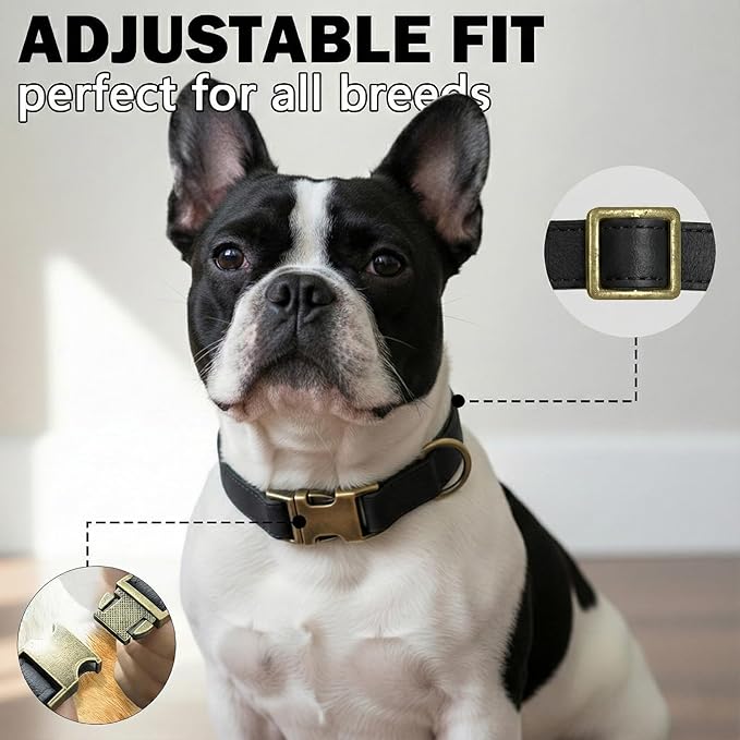 Dog Collars for Small Dogs Silicone Leather Dog Collars Soft Flexible Waterproof Odor-Proof Durable Thick Classic Adjustable Pet Puppy Collar (Black, Small (9-14" Neck))