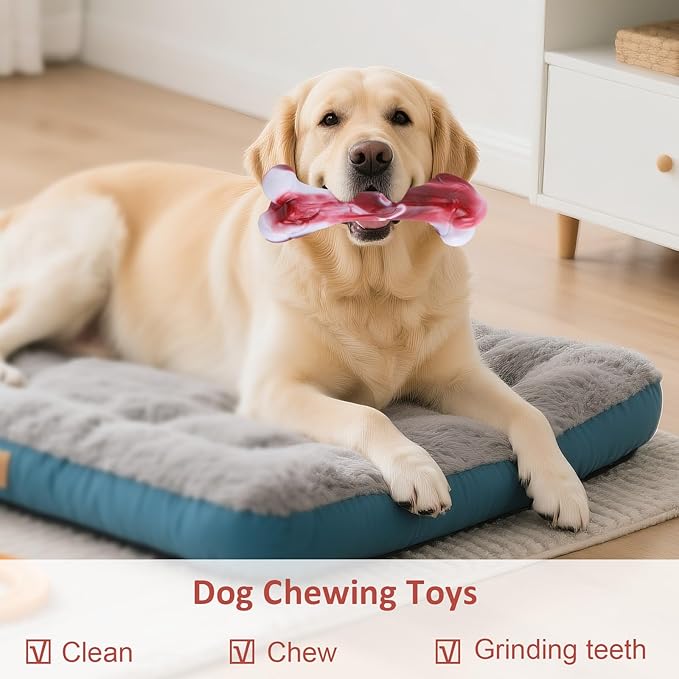Interactive Wishbone Dog chew Toys for Aggressive chewers, Realistic Tough Dog Bones Products Gifts for Keep Them Busy (B)