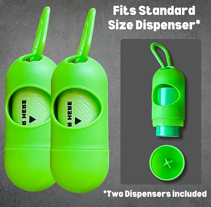 Doggy Poop Bags Biodegradable with Dispenser (1440 Bags) Eco-friendly Dog Waste Pickup Bags Landfill-friendly Refill Rolls Cat Waste Bags (Green, 72 Rolls, Unscented)