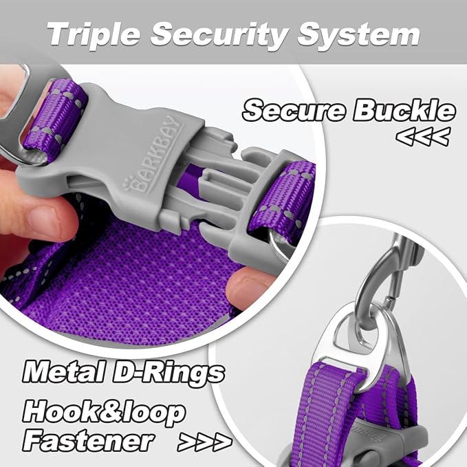 Dog Harness and Leash Set,Step in Small Sized Dog Harness,Soft Mesh,No-Chock,Reflective Adjustable,Secure with Hook & Loop Fastener,Puppy Vest for Small,Medium Dogs(Purple,XXXS)