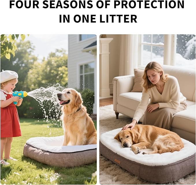 Ultra-Luxury Dog Bed, Comes with Two Kinds of Removable Cushions, Warm in Winter and Cool in Summer, Wear-Resistant and Tear-Resistant Supportive Pet Sofa with Non-Slip Bottom, 43inch