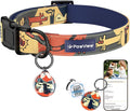Dog Collar with QR Code ID Tag, Smart Pet ID Collar with Free App Option, Soft Padded Adjustable Dog Collar with Secure Metal D-Ring & Quick Release Buckle for Small Medium Large Dogs (Dark Blue, M)
