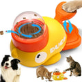 Ducky Cat Treat Dispenser, Interactive Duckie Cat Feeder, Little Yellow Duck Cat Toy Treat Feeder, Duck Dog Food Feeders, 2-in-1 Interactive Dog Puzzle Toy Slow Feeders for Cats & Dogs (Yellow)