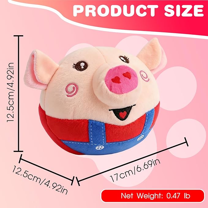 Interactive Dog Toys, 2026 New Active Moving Pet Plush Toy, Rechargeable Squeaky Dog Ball Toy with Talking Sound, Washable Bouncing Piggy Toy for Dogs Puppies (Blue)