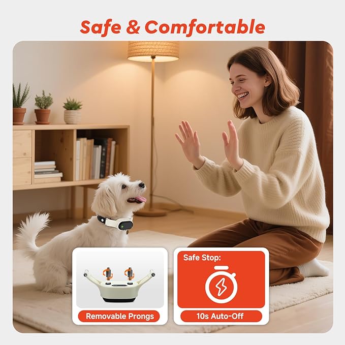 Small Dog Training Collar with Remote, Shock Collar for Small Dogs 5–15lbs & Medium Large Dogs, 3 Modes, Waterproof, Rechargeable, 1968ft Range (White)