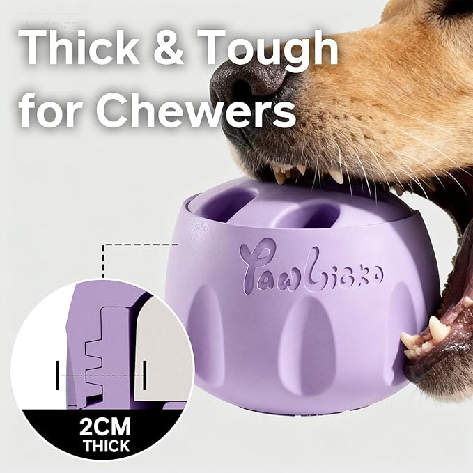 Dog Toy & Frozen Treat Tray - Compatible with Refill Pops, Freezable Fillable Rubber Dog Toys for Boredom, Reduce Anxiety, Dog Enrichment Puzzle Toy for Medium Large Dogs >25 lbs (Purple)