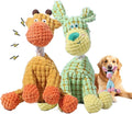 Indestructible Plush Squeaky Dog Toys, 2026 New Durable Heavy Duty Chew Toys for Aggressive Chewers, Teething Toys for Small Medium Large Dogs & Indoor Pups (Orange+Green)