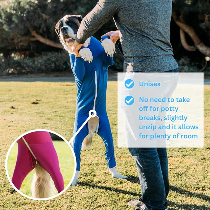 Shed Defender Original Dog Onesie - Seen on Shark Tank, Contains Shedding, Designed in USA, Recovery Suit for Dogs, Post-Surgery Shirt, Anxiety Vest Calming Shirt, Hot Spot Allergy, Vet Approved