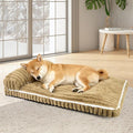 Comfort Dog Beds for Large Dogs,Dog Bed with Removable Washable Cover, Deluxe Plush Dogs Beds for Crate with Pillow, Anti-Slip Pet Mat Mattress for Kennel with Durable Zipper(Brown,L)