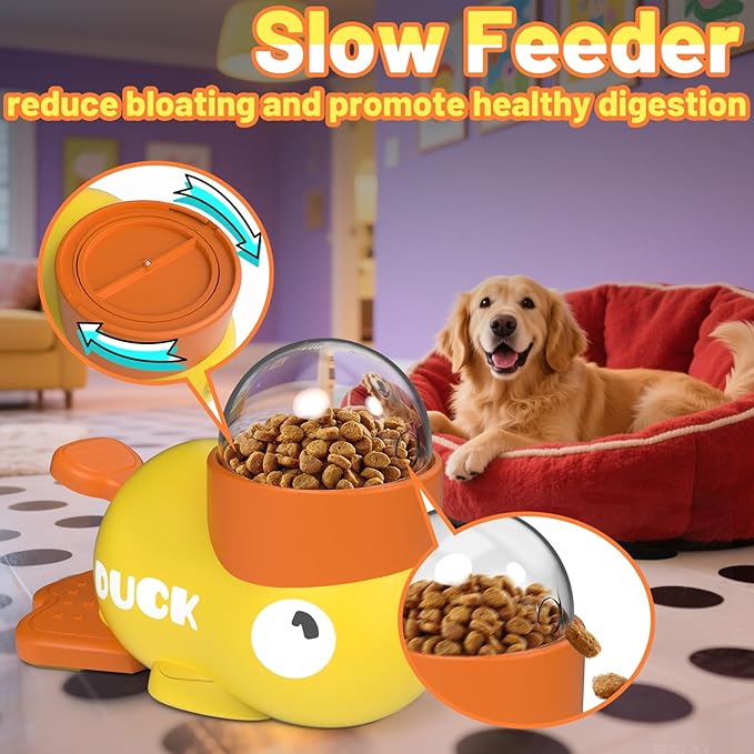 Dog Interactive Treat Dispenser Toy Food Puzzle Slow Feeder Duck-Shaped Dog Puzzle Feeders for Small Medium Dogs Cats IQ Training Reduces Bloating for Healthy Eating
