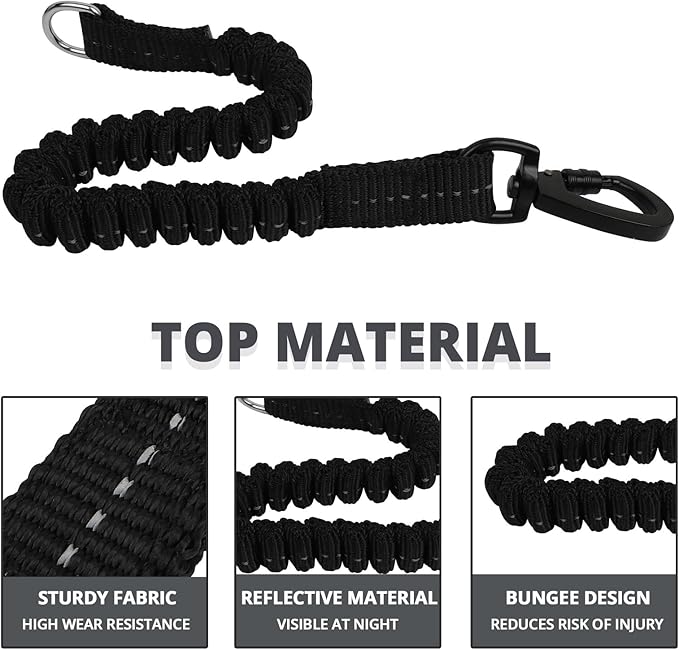 jenico Rope Dog Leash 8FT: Heavy Duty Leashes with Swivel Lockable Hook Reflective Threads Bungee and Padded Handle - Dog Lead for Large Small Medium Dogs Outside Walking Hiking