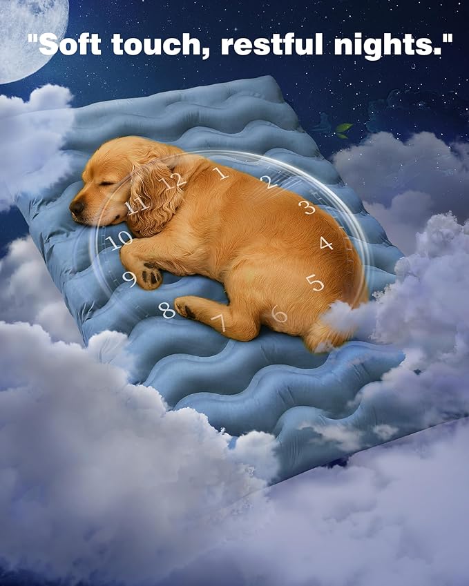 Orthopedic Dog Bed Outdoor Waterproof Dogs Crate Bed for Large Medium Small Dogs, Washable Cooling Dog Bed Mat with Removeable Cover & Memory Foam（41" x 27", Blue
