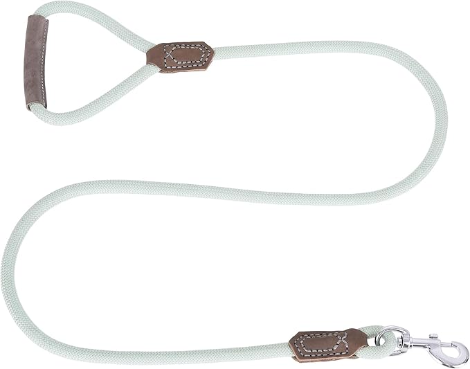 Mile High Life | Premium Leather Dog Leash | Strong Rope Leash | Leather Handle | Zinc Alloy Strong Clasp | Small Medium Large Dogs | 4/5/6 Feet(Green, 60 Inch (Pack of 1))