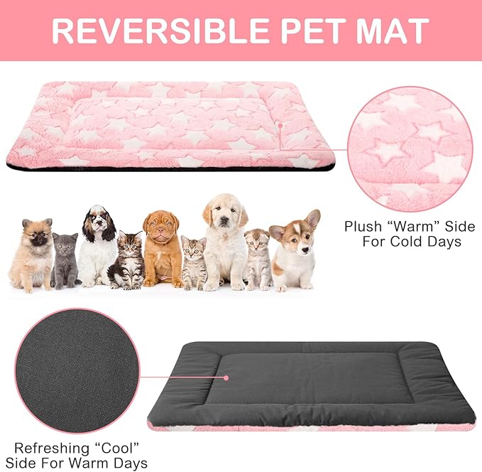 VitalCozy 4 Pcs Dog Crate Pads, Ultra Soft Warm Washable Anti-Slip Kennel Bed Mat for Pets, Reversible, Replaceable, Cozy Cage Liner for Small Medium Large Dogs and Cats(18 x 24 x 1.6 Inch,Colorful)