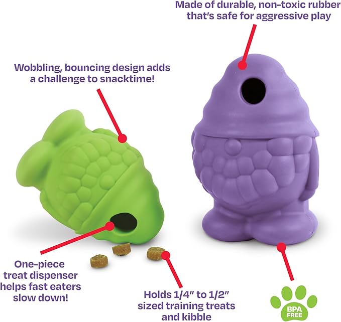 Brightkins Tough & Tumble Treat Dispenser Small Gnome - Interactive Dog Puzzle Toys for All Breeds, Enrichment Dog Toys for Aggressive Play
