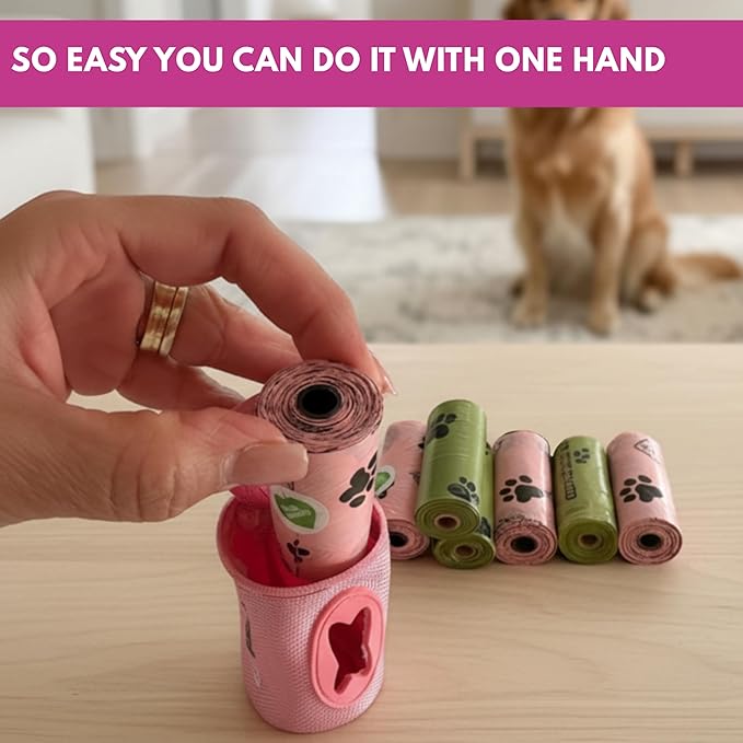 Poop Bags for Dogs with Dispenser and Carabiner, Medium Size - Leak-Proof Waste for Easy and Convenient Clean-Up