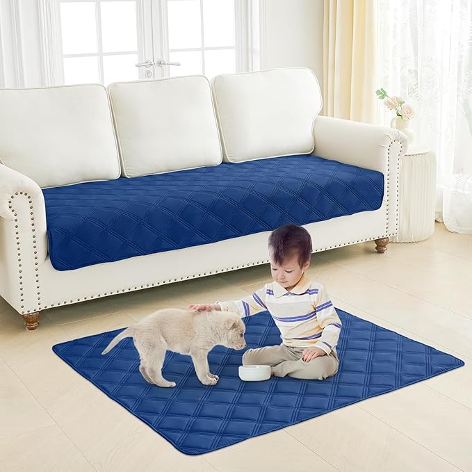 Smiry Waterproof Dog Bed Cover Blanket 30x53, Soft Reversible Pet Blanket, Washable Leakproof Cats Dogs Couch Cover for Sofa, Couch, Furniture, Navy/Blue