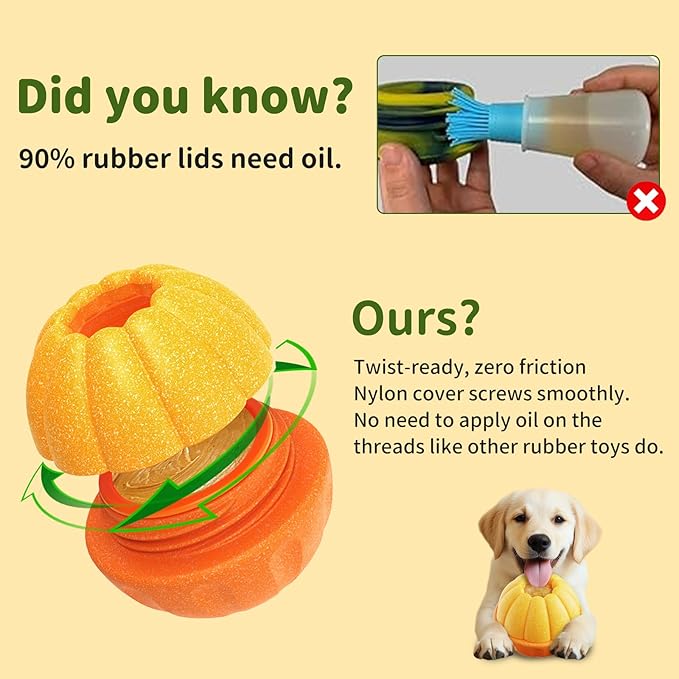 Interactive Dog Toys Treat Dispensers, /No Oil Needed/Smooth Screwing Frozen Treat Freezable Dog Puzzle Treat Dispensing Toy to Keep Them Busy for Small Medium Large Breeds