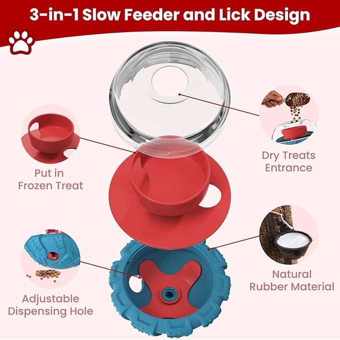 Interactive Dog Toy, Puzzle Toy with Adjustable Treat Dispensing & DIY Frozen Treats, Dog Enrichment Toys to Keep Them Busy and Mental Stimulation