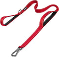 PetiFine 5FT Heavy Duty Dog Leash with Soft Padded Double Handle, Durable Strong Clasp Dog Leashes, Reflective Nylon Walking Lead for Large,Medium,Small Breed Dogs, Red