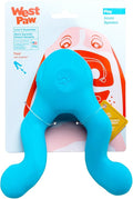 West Paw Zogoflex Tizzi Interactive Treat Dispensing Dog Fetch Play Toy, 100% Guaranteed Tough, It Floats!, Made in USA, 7-Inch Large, Aqua