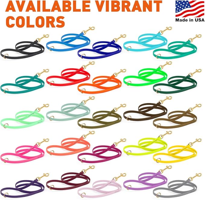 Viper Biothane K9 Working Dog Leash Waterproof Lead for Tracking Training Schutzhund Odor-Proof Long Line with Solid Brass Snap for Puppy Medium and Large Dogs 4ft, Safety Yellow