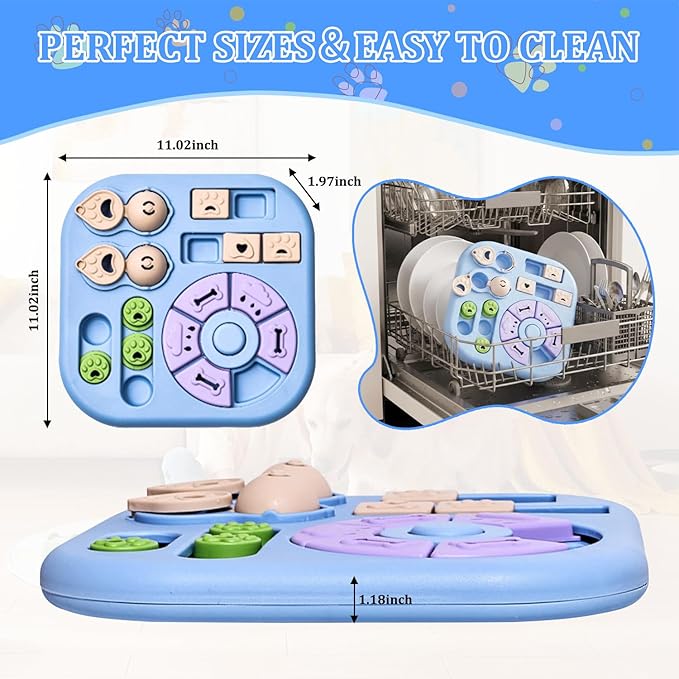 Dog Puzzle Toy for Mental Stimulation for Dogs – Interactive Cognitive Puzzle Toys for Smart & Beginner Dogs, Treat Dispensing Dog Enrichment Slow Feeder