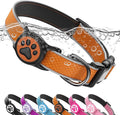 Reflective Dog Collar with Airtag Holder, IPX8 Waterproof Air Tag Dog Collar Holder | Ultra-Durable | Soft Padded | Safety Locking Buckle | Fit Small Dogs (Orange S(9.8"-15.7"))