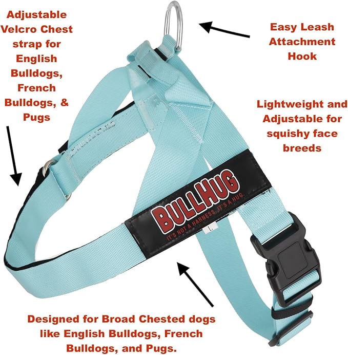 BULLHUG Adjustable Dog Harness– No Pull, No Choke – for English Bulldogs, French Bulldogs, Pugs & Broad-Chested Breeds – Easy, Safe Walks (Taco, Medium)