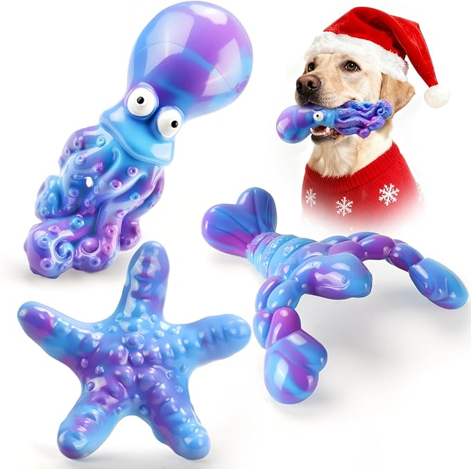 5 Pack Dog Toys for Aggressive Chewers, Indestructible Dog Chew Toys Bundle for Large & Medium Dogs, Durable Nylon Dog Toys with Bacon Flavor for Heavy Chewers, Reduce Boredom & Support Denta
