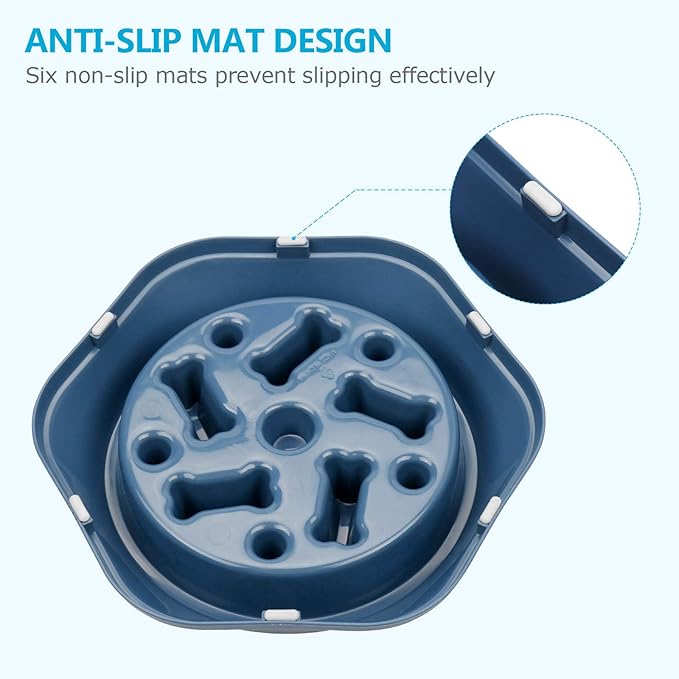 UPSKY Slow Feeder Dog Bowl Anti-Chocking Slower Feeding Pet Puzzle Bowls, Interactive Bloat Stop Dog Food Dishes Non-Slide Dogs Lick Treat for Small Medium