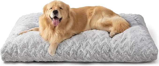 EHEYCIGA Washable XL Dog Bed for Crate 41x27 Inch, Reversible Kennel Pad for Extra Large Dogs Weight Up to 75 lbs, Plush and Comfy Pet Sleeping Mat, Grey