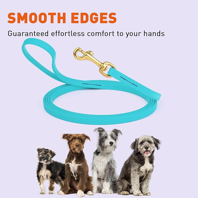 Viper Biothane K9 Working Dog Leash Waterproof Lead for Tracking Training Schutzhund Odor-Proof Long Line with Solid Brass Snap for Puppy Medium and Large Dogs, 15ft Sky Blue
