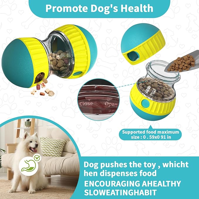 Interactive Dog Treat Dispenser and Puzzle Toys, Dog Slow Food Feeder Rolling Ball for Reducing Boredom and IQ Training Toys, Green