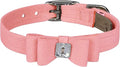 Susan Lanci Designs Ultrasuede Premium Dog Collar with Big Bow, Puppy Pink, Medium