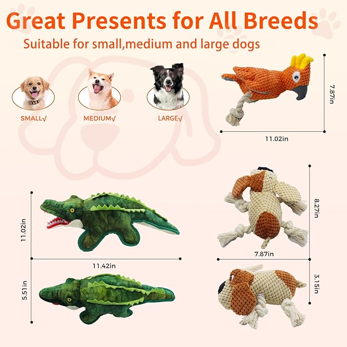 3 Pcs Dog Squeaky Toys, Squeaky Toy for Dog, Puppy Chew Toys to Keep Them Busy Interactive Puppy Toys Stuffed Animal Christmas Pet Plush Toy (Green)