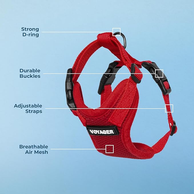 Voyager Step-in Pet Harness - All Weather Mesh, Adjustable Step in Harness for Cats and Dogs by Best Pet Supplies - Red, M