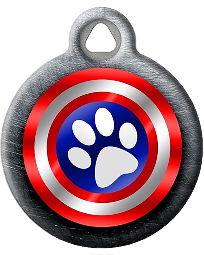 Dog Tag Art Canine America Shield Personalized Pet ID Tag for Dogs, Silent Customized Dog Tag (Large - 1.25" Diameter)