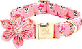 Elegant little tail Halloween Dog Collar, Ghosts Print Pumpkin Pet Collars with Flower Puppy Collar Flower Female or Male Cotton Adjustable Collars for Small Medium Large Dogs