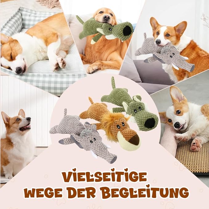 2026 New Dog Toys,Indestructible Plush Dogs Toy for Aggressive Chewers,Squeaky Durable Chew Toy for Indoor Pups Teething, Stuffed Toys for Small Medium Large Dogs (A-Green)