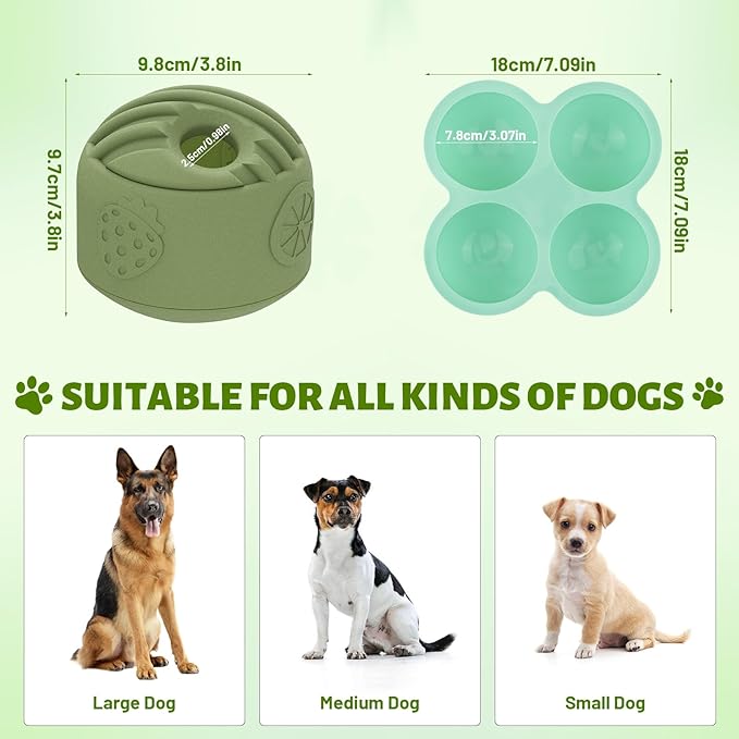 Interactive Dog Toy for Large Dogs (20-140 lbs) - Durable Freezable Rubber Chew Toy, Mint Scent, Anxiety Relief Puzzle, Treat Dispenser, Easy to Clean, Long-Lasting, Low-Mess Design