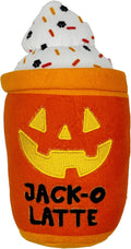 Huxley & Kent Halloween Funny Dog Toy w/Squeaker – Power Plush Squeaky Dog Toys for Small, Medium & Large Dogs – Soft Stuffed Animal for Indoor Play & Fetch - Jack-O-Latte, One Size
