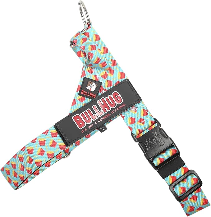 BULLHUG Adjustable Dog Harness– No Pull, No Choke – for English Bulldogs, French Bulldogs, Pugs & Broad-Chested Breeds – Easy, Safe Walks (Fries, Small)