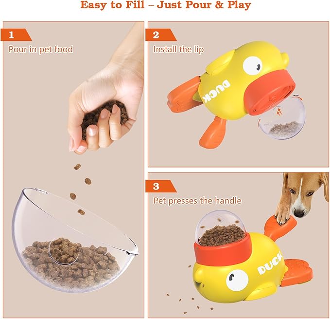 Dog Interactive Treat Dispenser Toy, Food Puzzle Slow Feeder (Yellow)