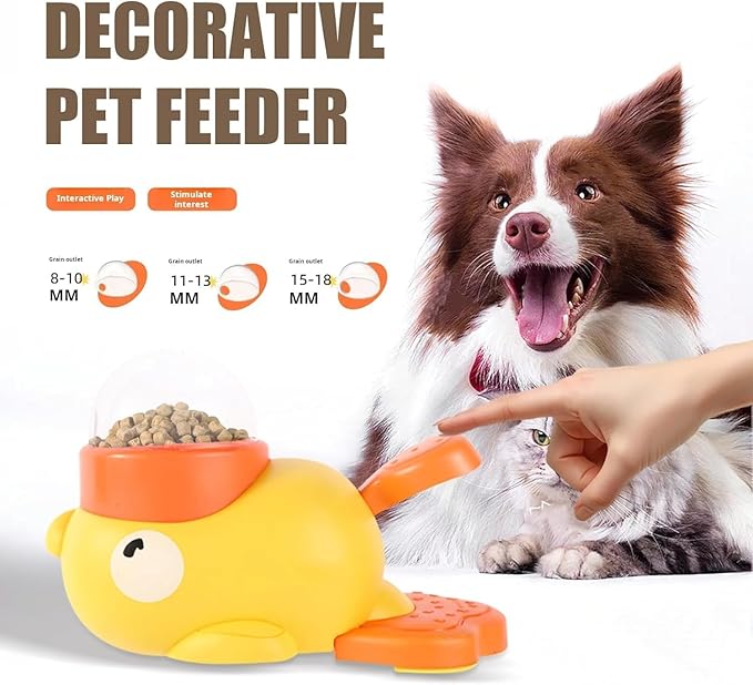 Dog Feeder Puzzle Toy Duck, Dog Treat Dispenser Toy, 2-in-1 Interactive Slow Feeder & Puzzle Treat Dispensing Dogs Toys, Rubber Food Dispenser for Medium and Large Dogs (White)