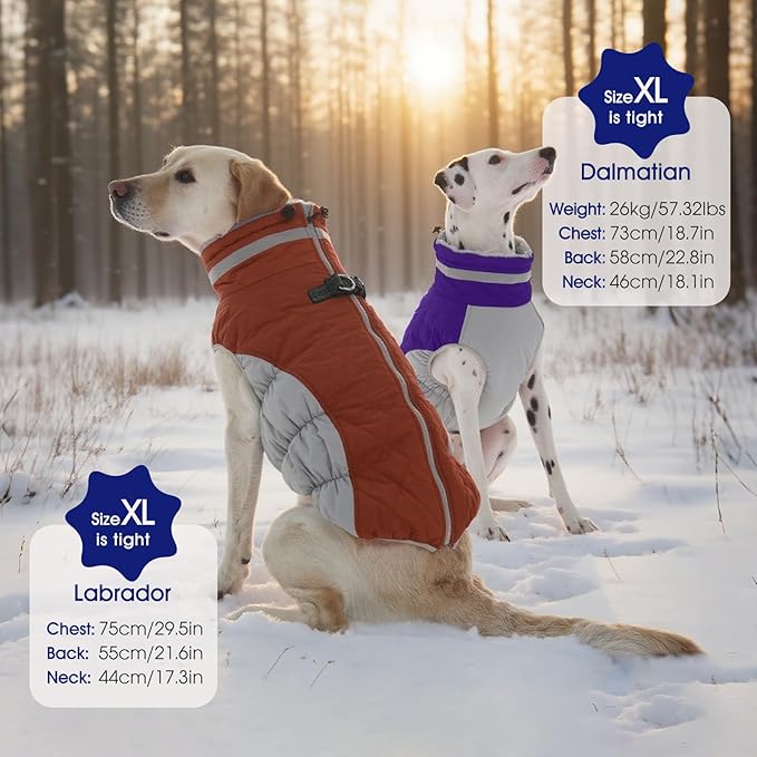 FUAMEY Dog Coat for Small Dogs,Waterproof Dog Winter Jacket with Harness Built in Puppy Cold Weather Coats Reflective Pet Vest with Zipper Warm Fleece Dogs Snowsuit Windproof Brown S
