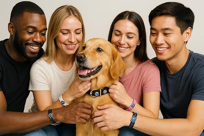 Collar & Cuff Matching Dog Collar and Owner Cuff Set with Snap Charms (L (14.5" - 18.5"), Black (12mm Snaps))