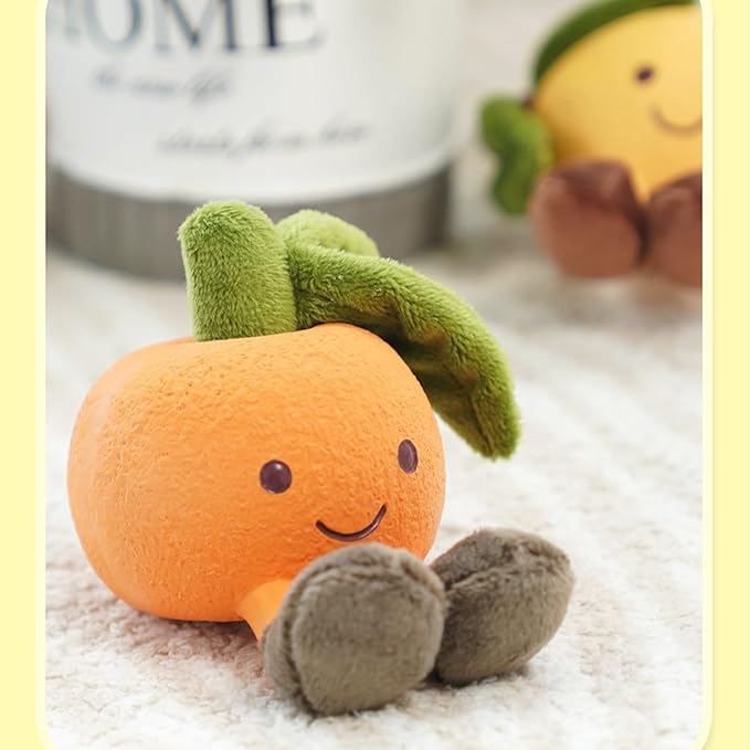 Playful Paws Fruit Dog Chew Toys Interactive Dog Toy with Squeak and Latex Plush Dog Toys for Puppies Small and Medium Dogs (Orange)