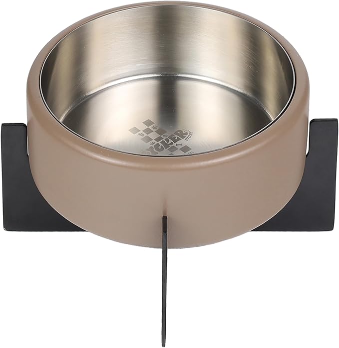 DBL3000G Intersecta Small/Medium Concrete and Stainless Steel Bowl 16oz (2 Cups) with Metal Stand Pet Feeder, Brown/Black