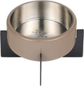 DBL3000G Intersecta Small/Medium Concrete and Stainless Steel Bowl 16oz (2 Cups) with Metal Stand Pet Feeder, Brown/Black